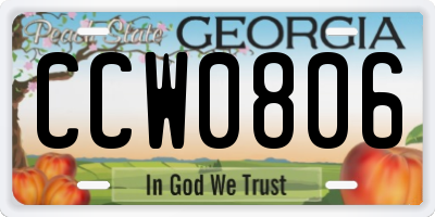 GA license plate CCW0806