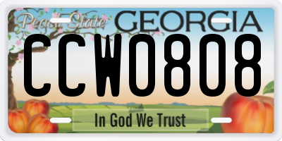 GA license plate CCW0808