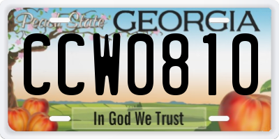 GA license plate CCW0810
