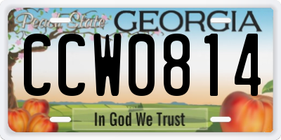 GA license plate CCW0814