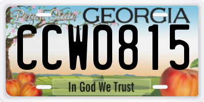 GA license plate CCW0815