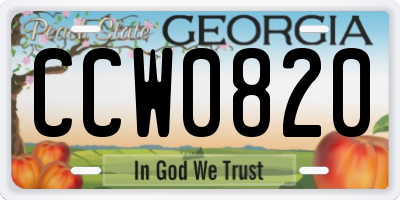 GA license plate CCW0820