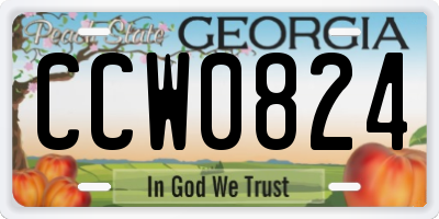 GA license plate CCW0824