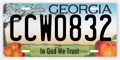 GA license plate CCW0832