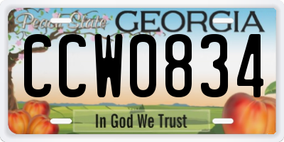 GA license plate CCW0834