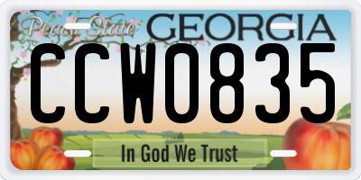 GA license plate CCW0835