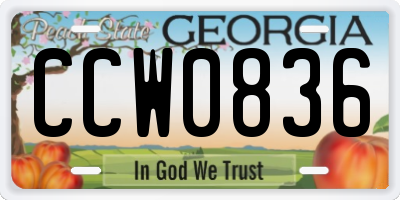 GA license plate CCW0836