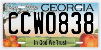 GA license plate CCW0838