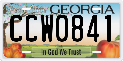 GA license plate CCW0841