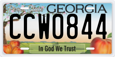 GA license plate CCW0844