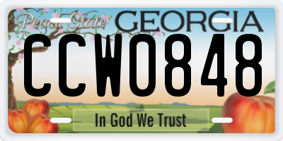 GA license plate CCW0848