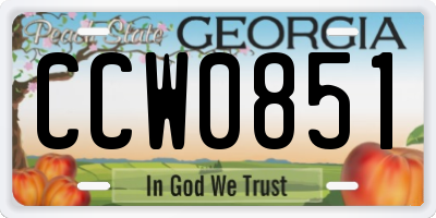 GA license plate CCW0851