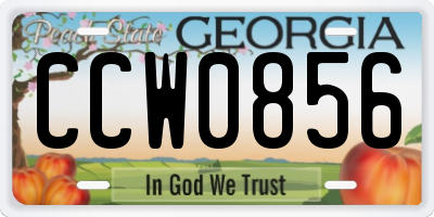 GA license plate CCW0856