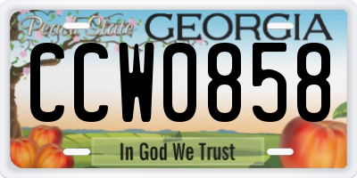 GA license plate CCW0858