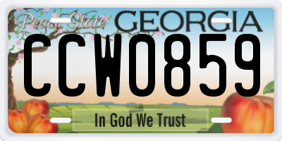 GA license plate CCW0859