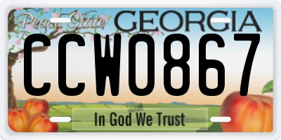 GA license plate CCW0867