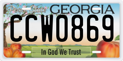 GA license plate CCW0869