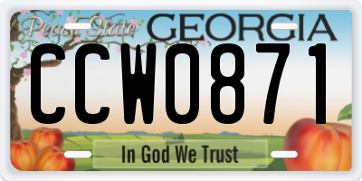 GA license plate CCW0871
