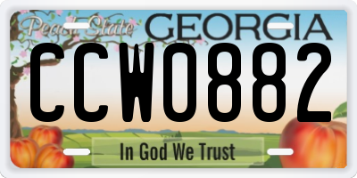 GA license plate CCW0882