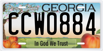GA license plate CCW0884