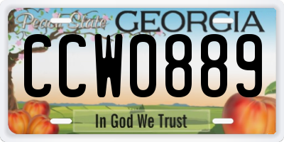 GA license plate CCW0889