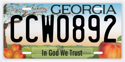 GA license plate CCW0892