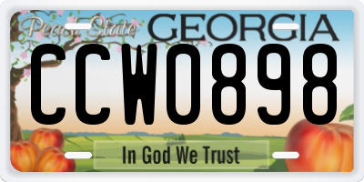 GA license plate CCW0898