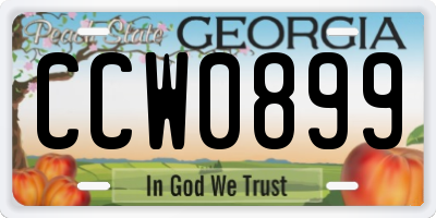 GA license plate CCW0899