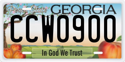 GA license plate CCW0900