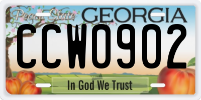 GA license plate CCW0902