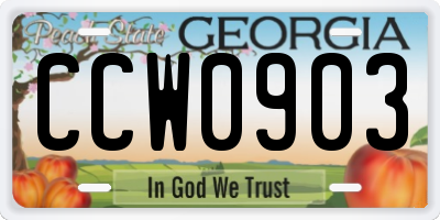 GA license plate CCW0903
