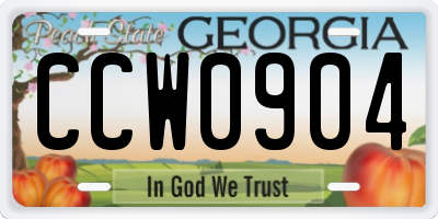 GA license plate CCW0904