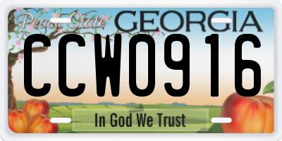 GA license plate CCW0916