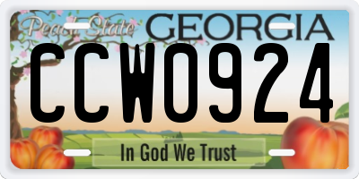 GA license plate CCW0924