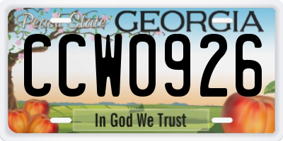 GA license plate CCW0926