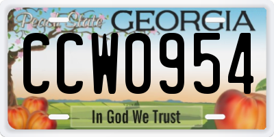 GA license plate CCW0954