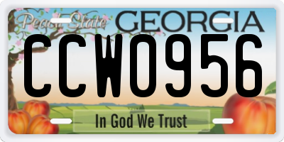 GA license plate CCW0956