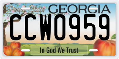 GA license plate CCW0959