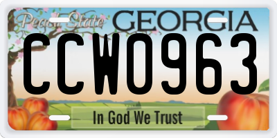 GA license plate CCW0963