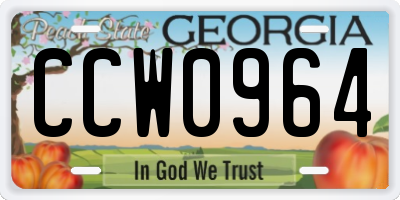 GA license plate CCW0964