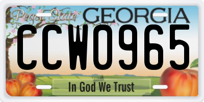 GA license plate CCW0965