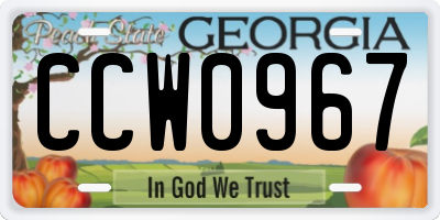 GA license plate CCW0967