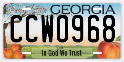 GA license plate CCW0968