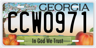 GA license plate CCW0971