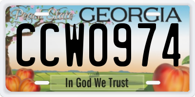 GA license plate CCW0974
