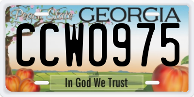 GA license plate CCW0975
