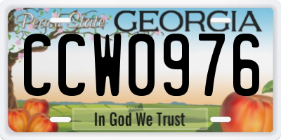 GA license plate CCW0976