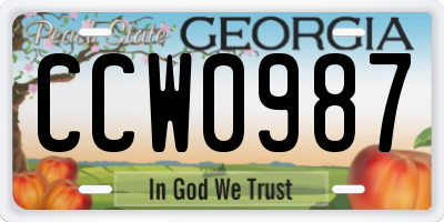 GA license plate CCW0987
