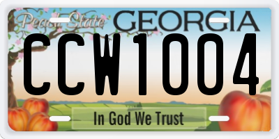 GA license plate CCW1004