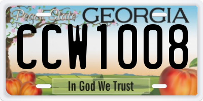 GA license plate CCW1008